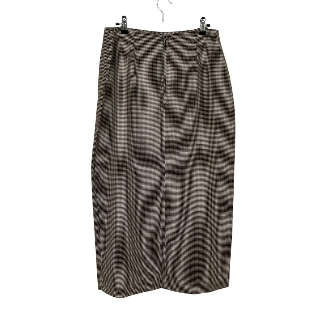 Houndstooth Midi Skirt 12 Academia Quiet Luxury Preppy 90s Heritage Old‎ Money - Picture 4 of 9